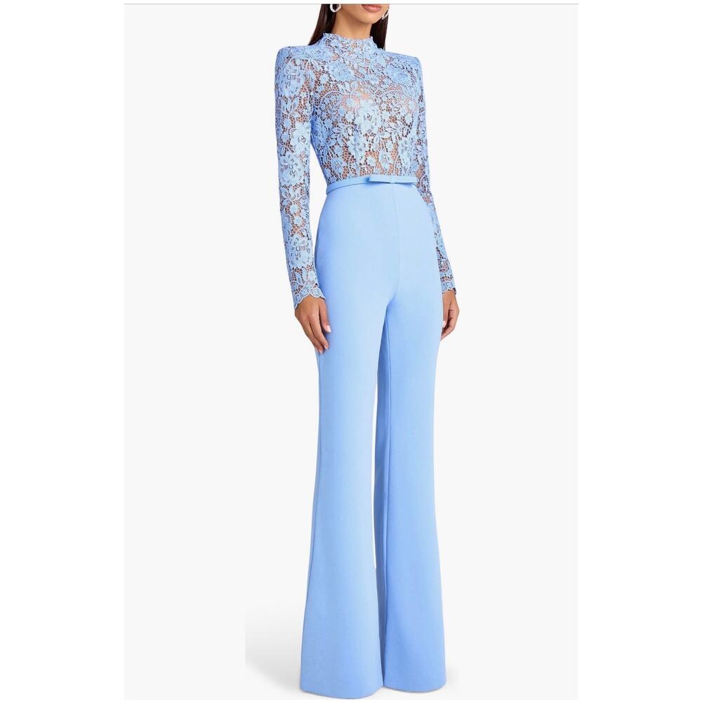 NEW Nadine Merabi Maddie Lace Long Sleeve Wide Leg Jumpsuit